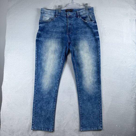 Southpole Mens Jeans Skinny Leg Acid Wash Mid Rise Blue Size 38X32 - Picture 1 of 12